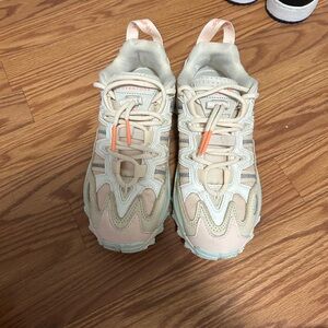 adidas Cream and Peach Lace-Up Sneakers
